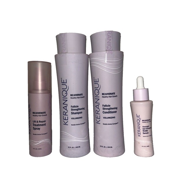 KERANIQUE REJUVENATE 4 pcs LOT Shampoo Conditioner Treatment Spray Scalp Serum - Picture 1 of 6